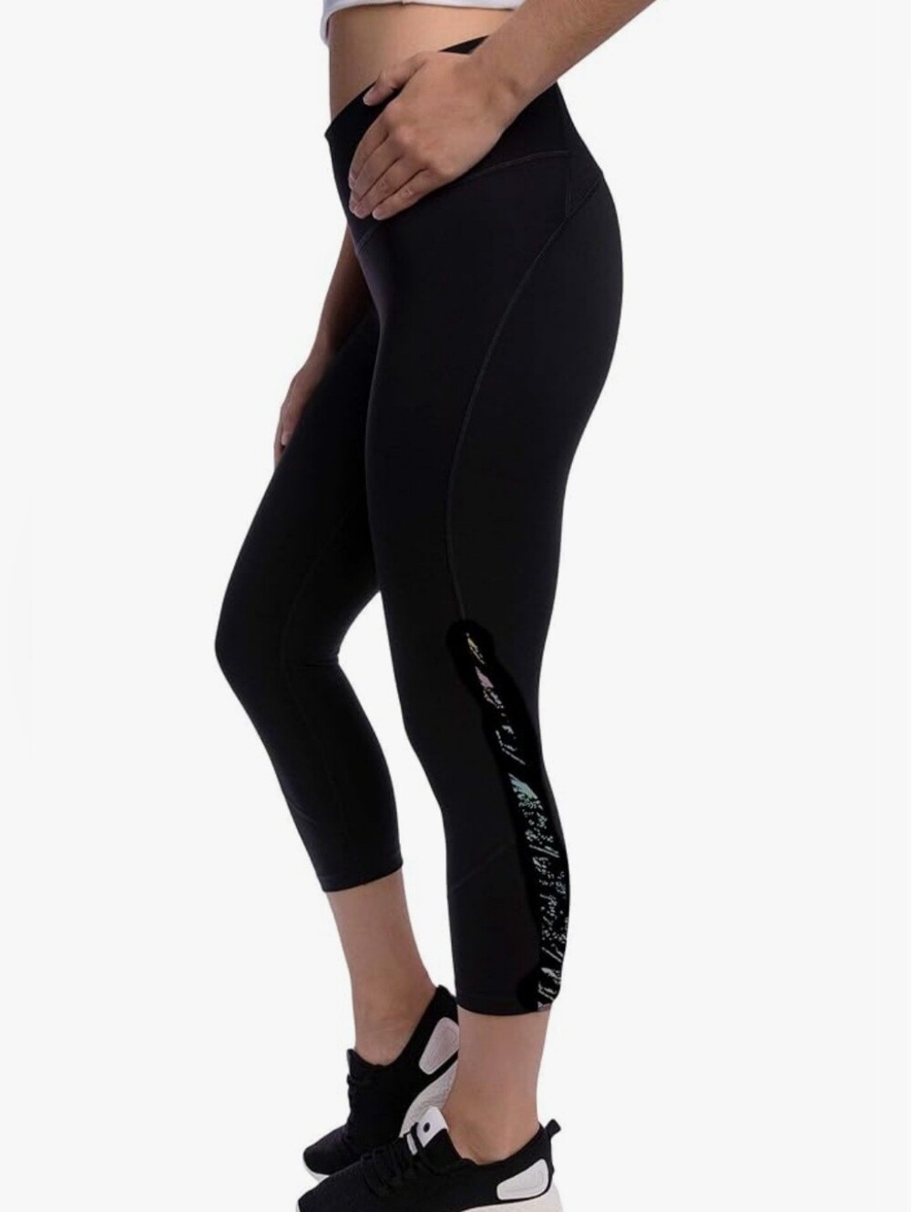 Kirkland Signature Ladies' Reflective Crop Tight in Black Size Small